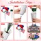 3 Pcs Patriotic Cemetery Flowers Set - Red White & Blue Memorial Day Headstone Flower Saddle & 2 Matching Vases - UV Resistant Silk Mums & American Flags - Patriotic Grave Decorations for Veterans